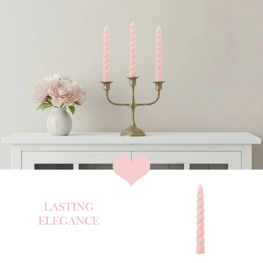 Twister Dinner Candles decorative setup with flowers and candelabra arrangement