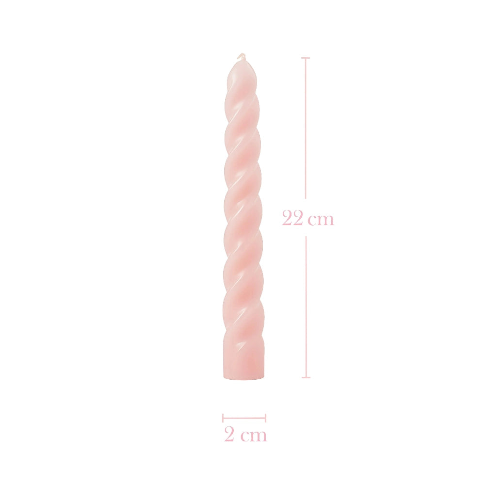 Twister Dinner Candles pale pink color displayed on white background