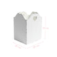 White decorative box with scalloped edge and heart cutout, shown with dimensions on a white background.
