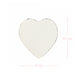 White heart-shaped coaster with pink 10 cm dimension lines on a solid white background.