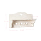 White wall shelf with heart designs and measurements on a white background