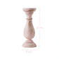Wooden candle holder with dimensions on a white background