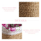 Woven basket with floral linen touch and halfa grass fibre details.