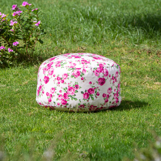 Cozy Fleur print pouf for rustic country homes
