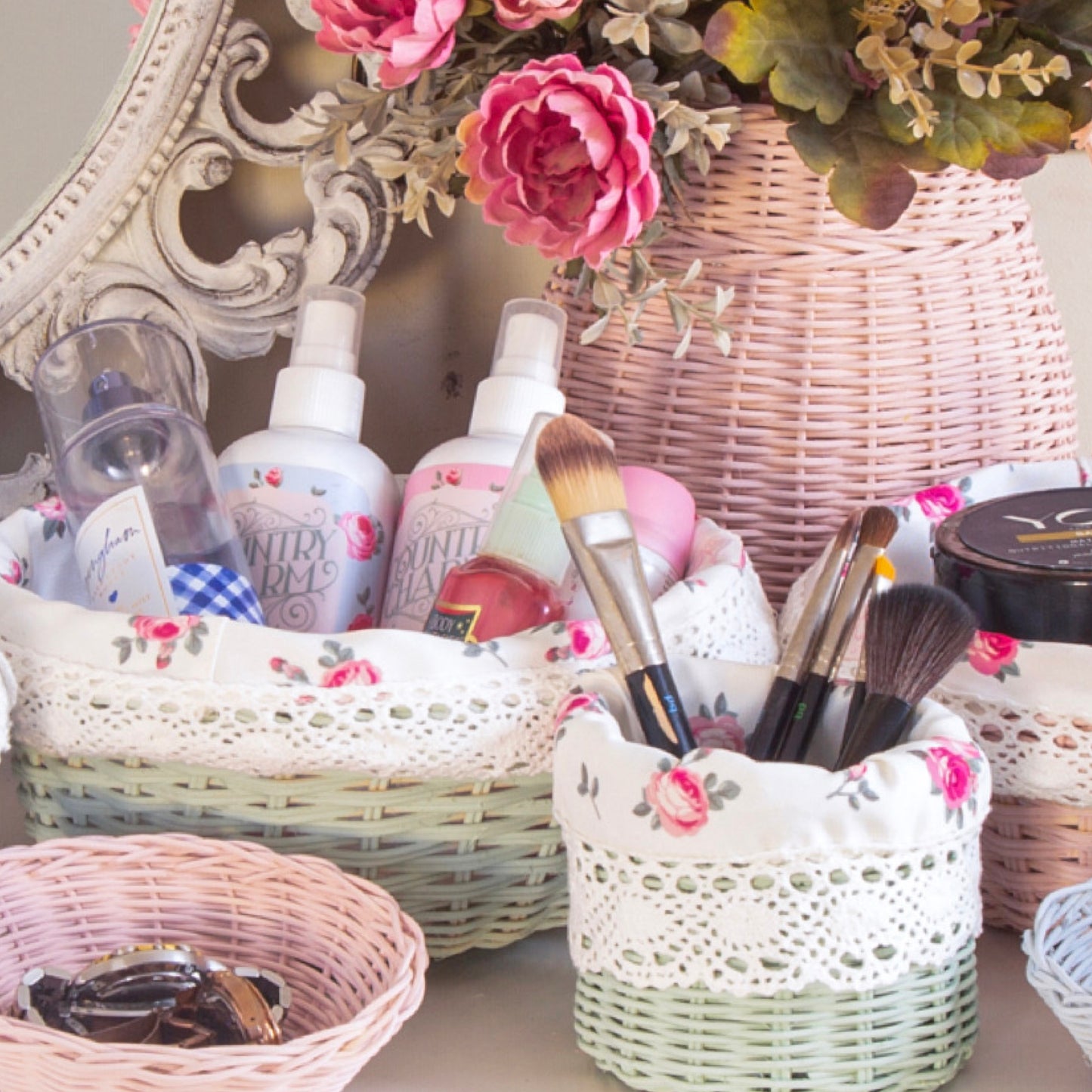 cottage round wicker basket